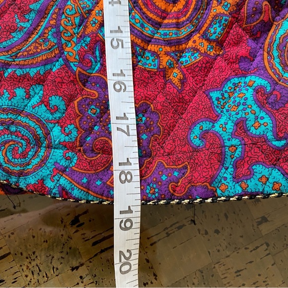 VTG 80’s/90’s Quilted Red Multicolor Paisley Print Cropped Bolero Jacket - Picture 14 of 16